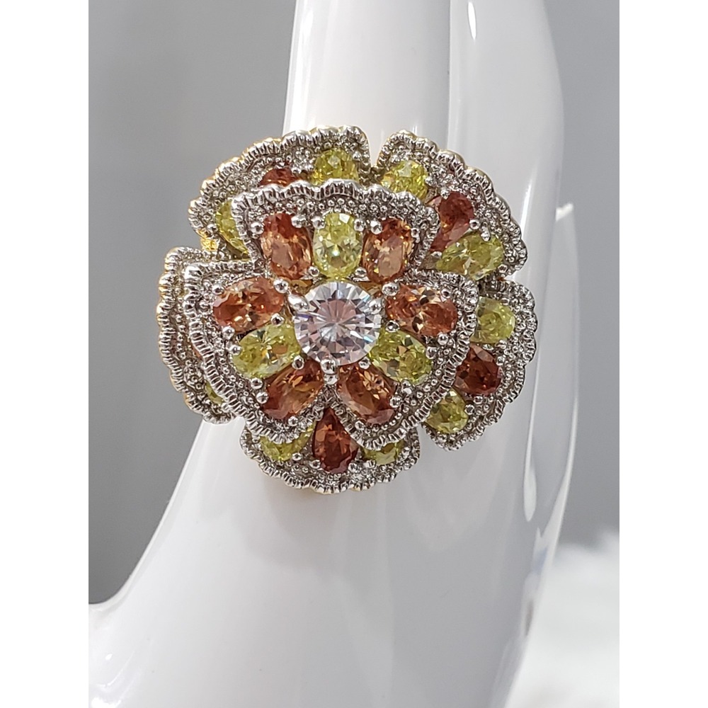 LAUREN G ADAMS Starburst Garden Flower Atomic Ring SZ 7 Cocktail STatement